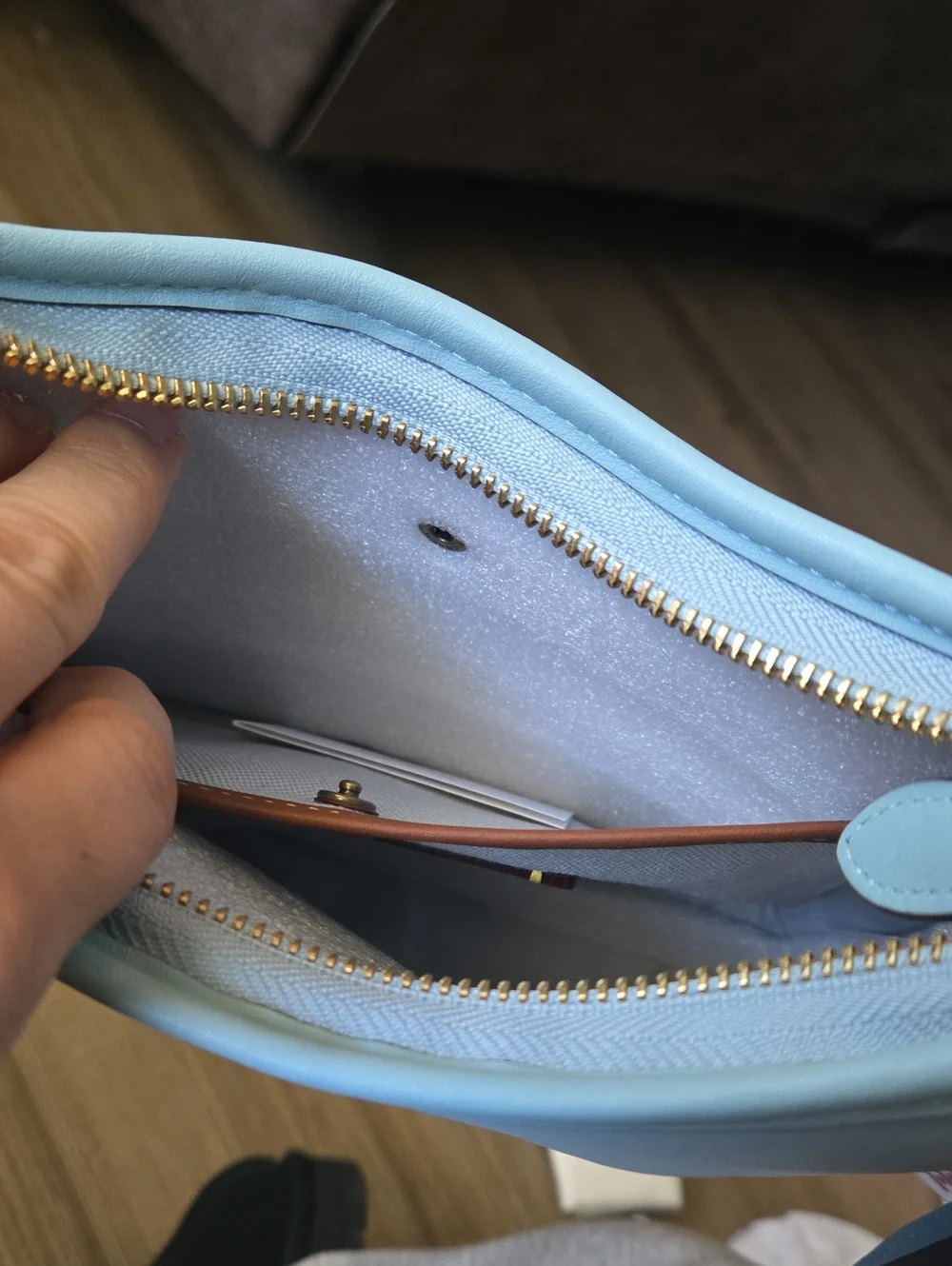 Coach Light Blue Curve Zip Shoulder Bag